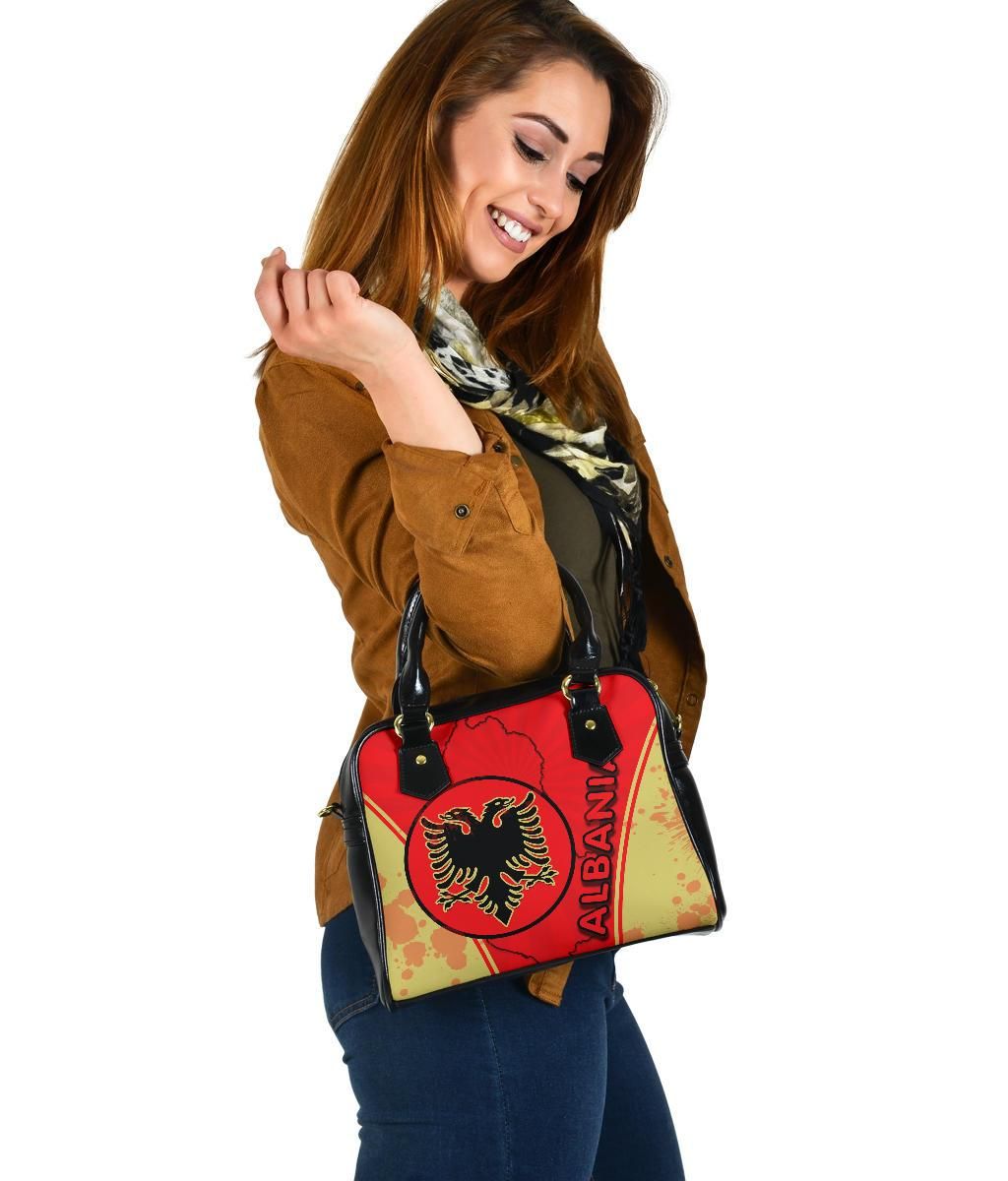Albania Shoulder Handbag Circle Stripes Flag Version