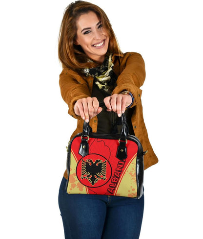 Albania Shoulder Handbag Circle Stripes Flag Version