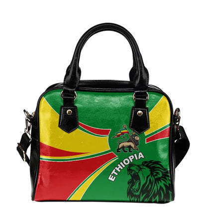 Ethiopia Shoulder Handbag, Ethiopia Round Coat Of Arms Lion