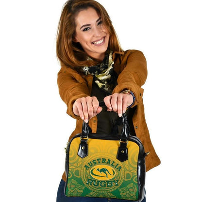 Australia Aboriginal Shoulder Handbag, Australia Rugby And Coat Of Arms Ver02
