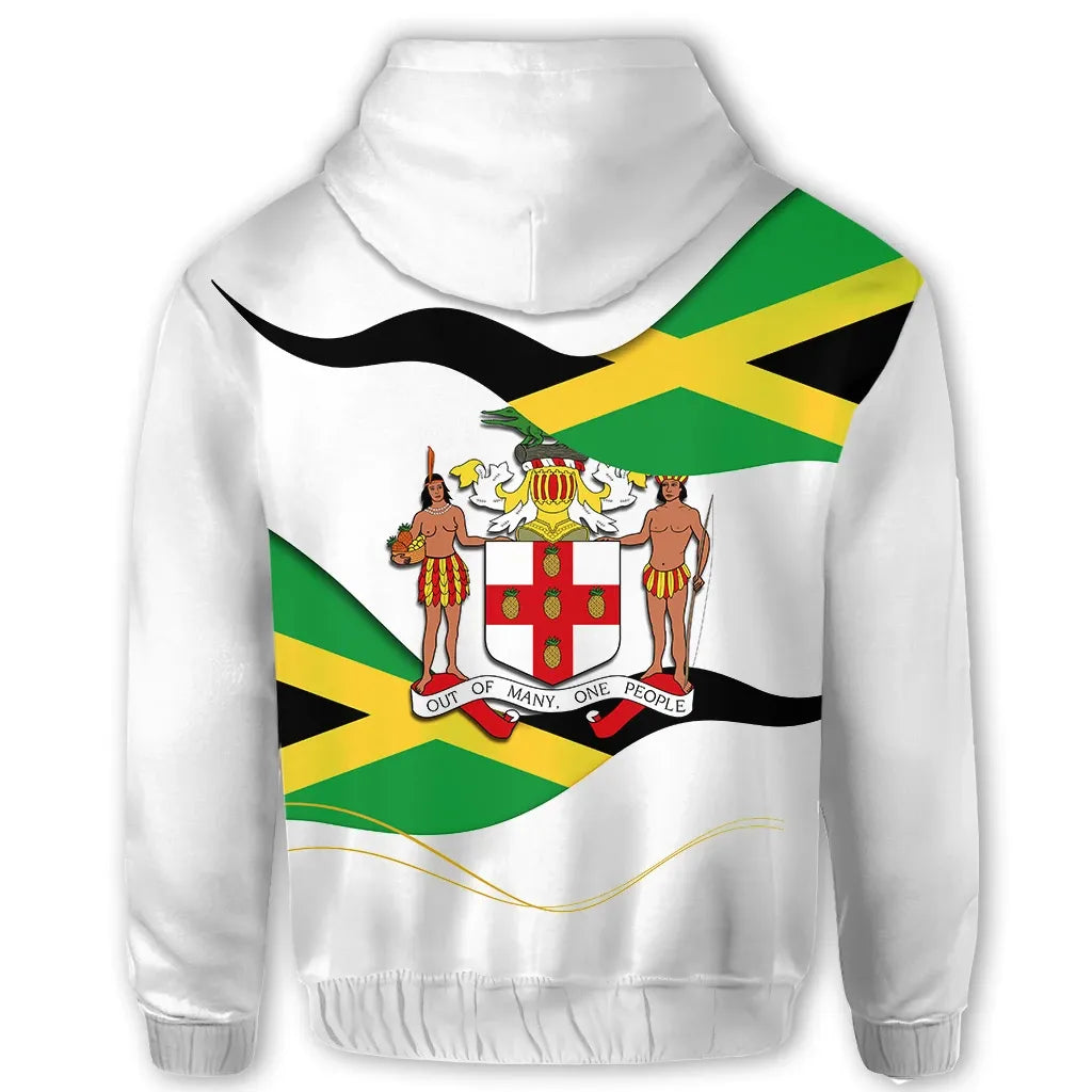 Jamaica Waving Flag Hoodie Jamaica Coat Of Arms Unisex Printed Hoodie