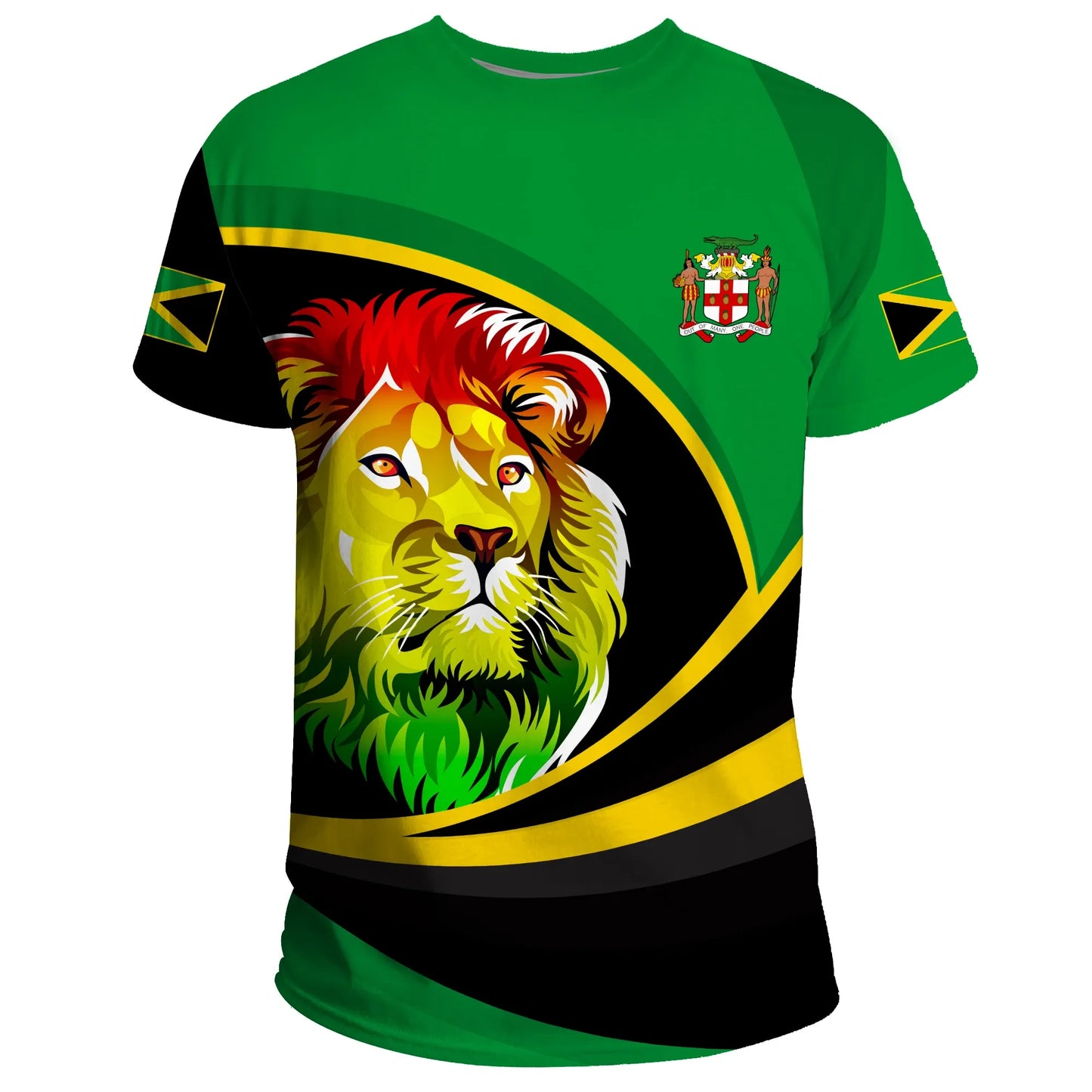 Jamaica T Shirt, Jamaica Lion Rasta Active