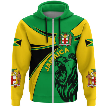 Jamaica Hoodie Zip, Jamaica Round Coat Of Arms Lion