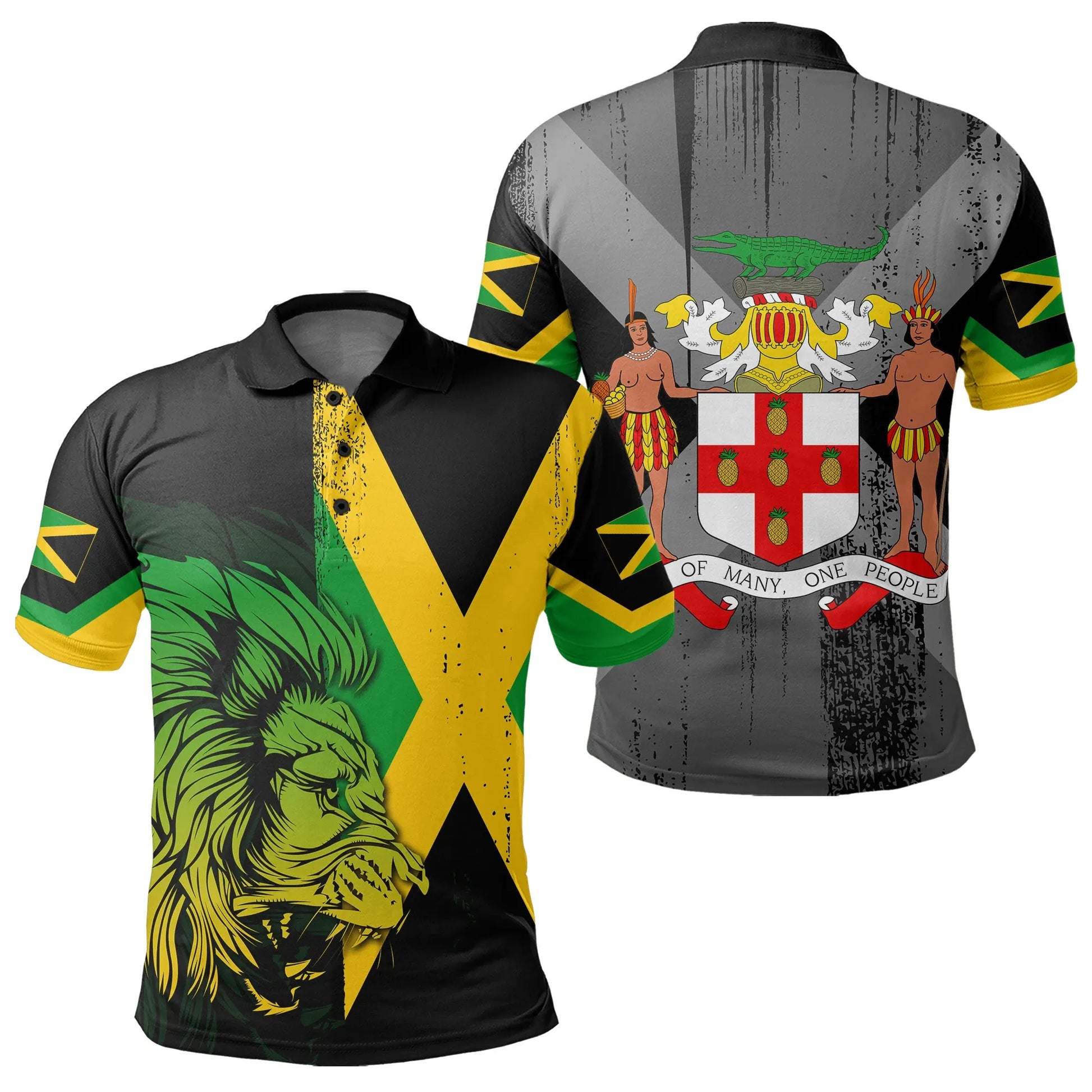 Jamaica Lion Flag And Coat Of Arm Polo Shirt