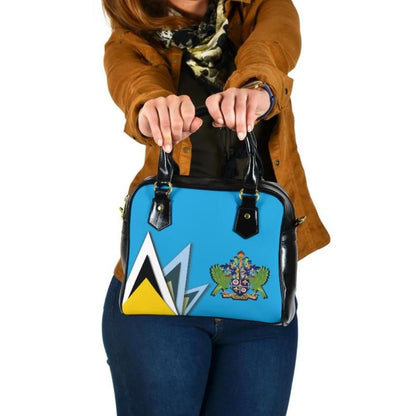 Saint Lucia Shoulder Handbag Flag With Coat Of Arms