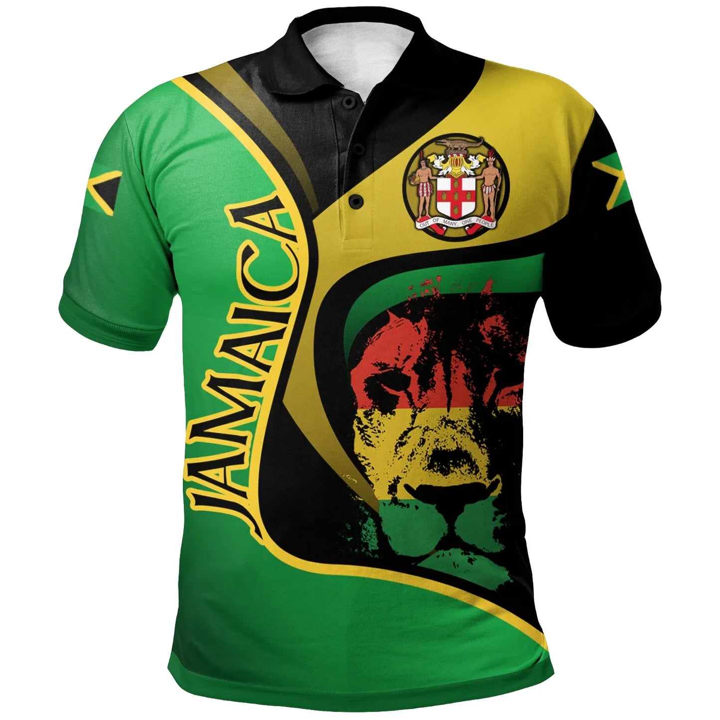 Jamaica Polo Shirt Jamaican Lion with Coat Of Arms Bn19