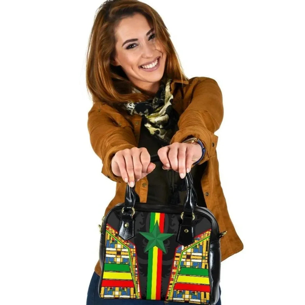 Senegal Shoulder Handbag Ver02 Senegal Flag Color And Coat Of Arm