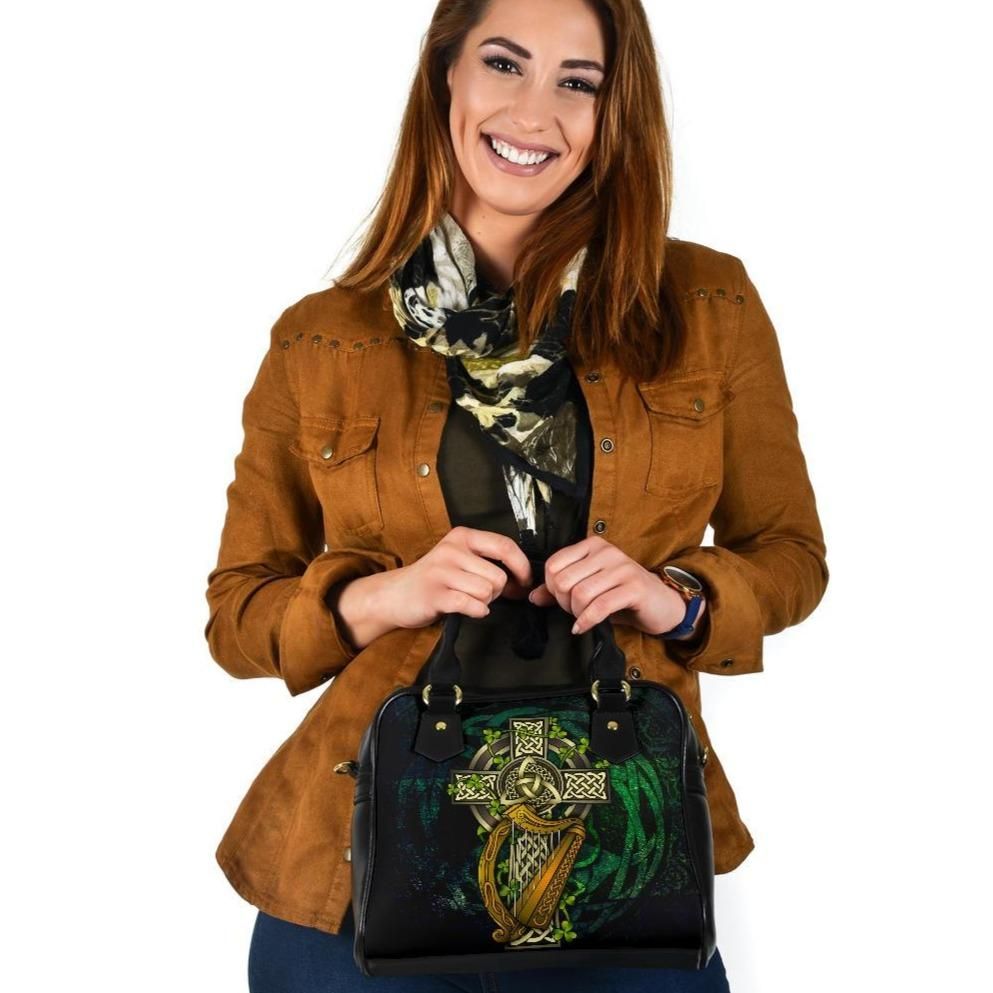 Ireland Celtic Shoulder Handbag Ireland Coat Of Arms With Celtic Cross