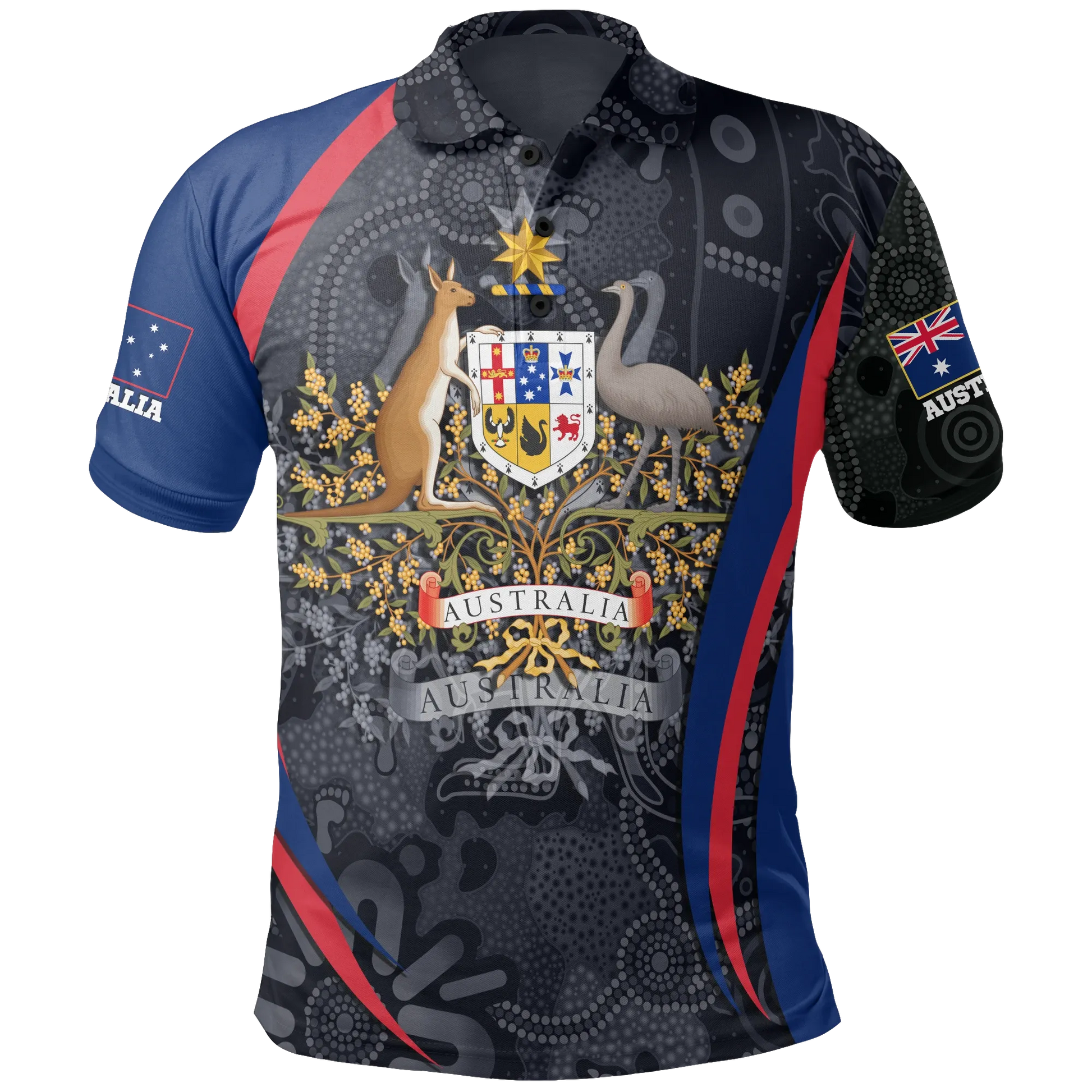 Australia Polo Shirt Australia Coat of Arms Shirt Aussie Spirit Unisex