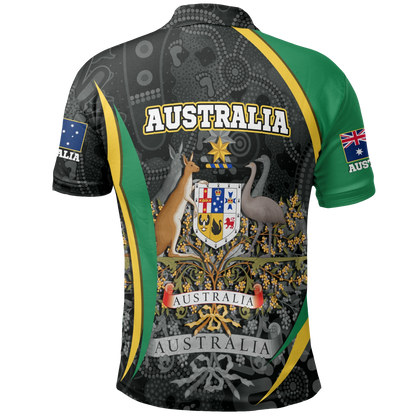 Australia Polo Shirt Australia Coat of Arms Shirt Aussie Spirit Green Unisex