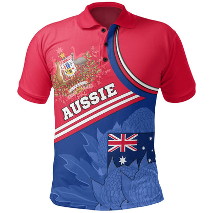 Australia Polo Shirt Aus Flag and Coat of Arms Shirt Waratah Flowers 18