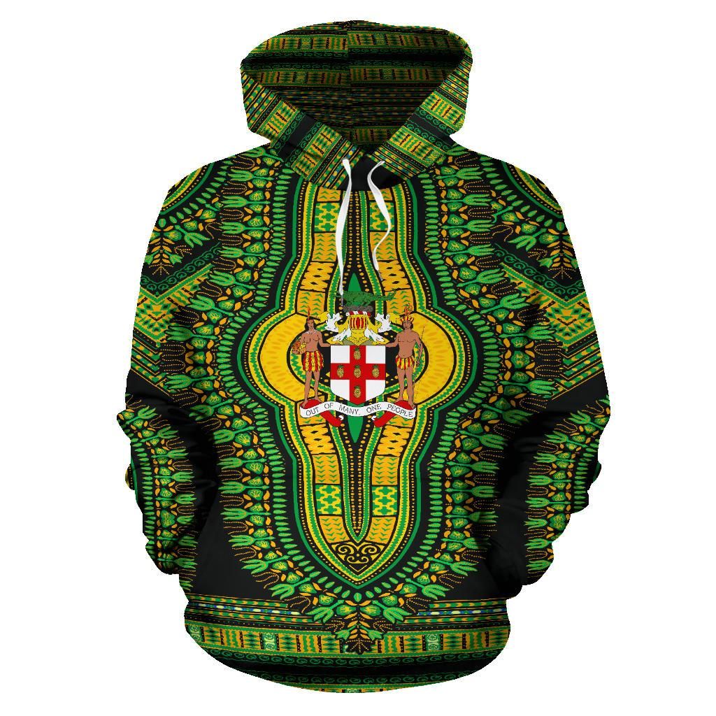 Jamaican Dashiki Hoodie 02 Jamaica Coat Of Arms Unisex Printed Hoodie