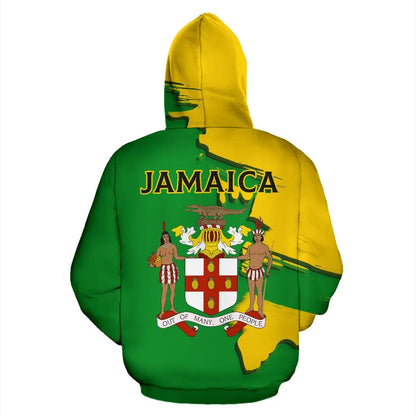 Jamaica Coat Of Arms Unique Zip Hoodie Scratch Style