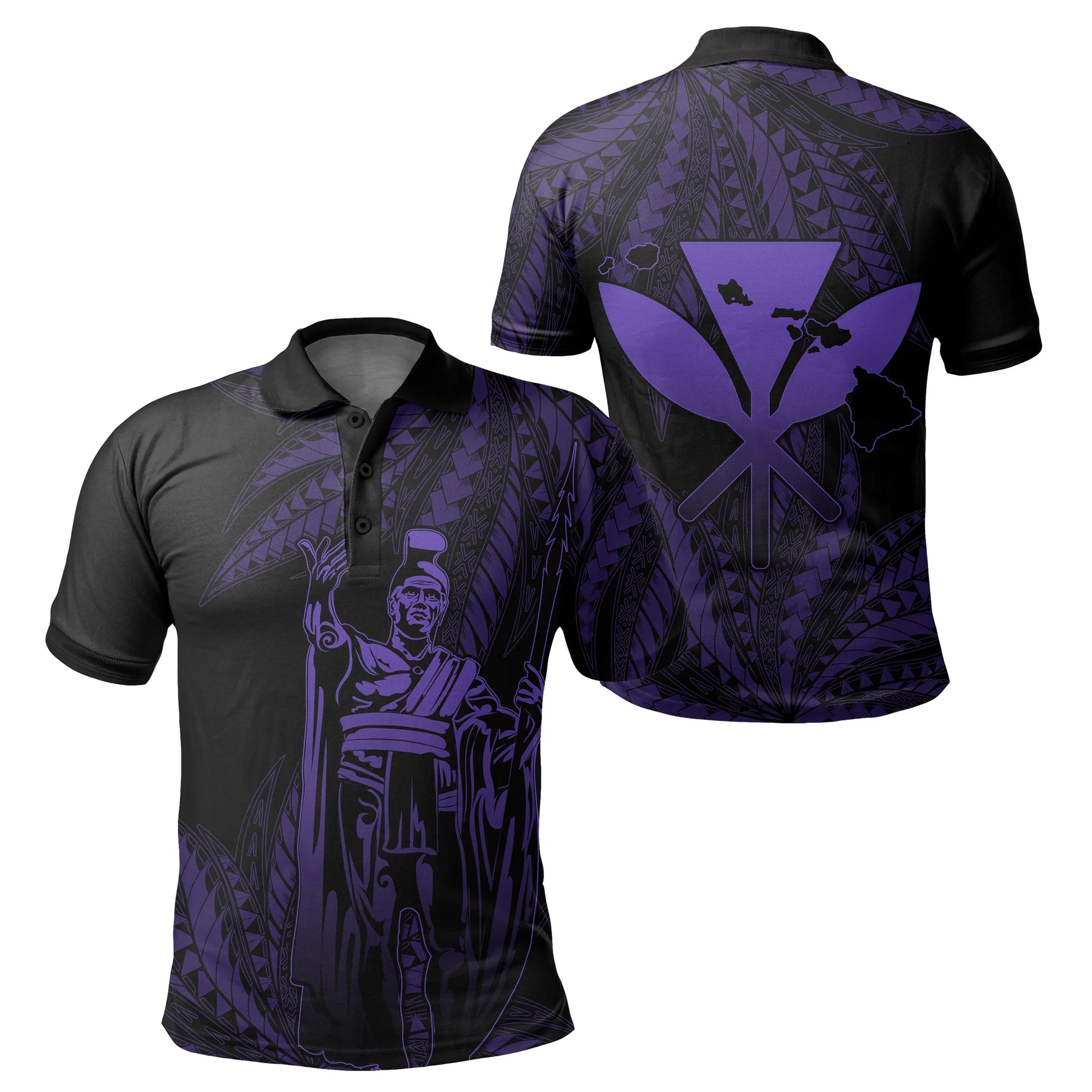 Polynesian Shirt - Hawaii King Polynesian Polo Shirt Durk Style Purple