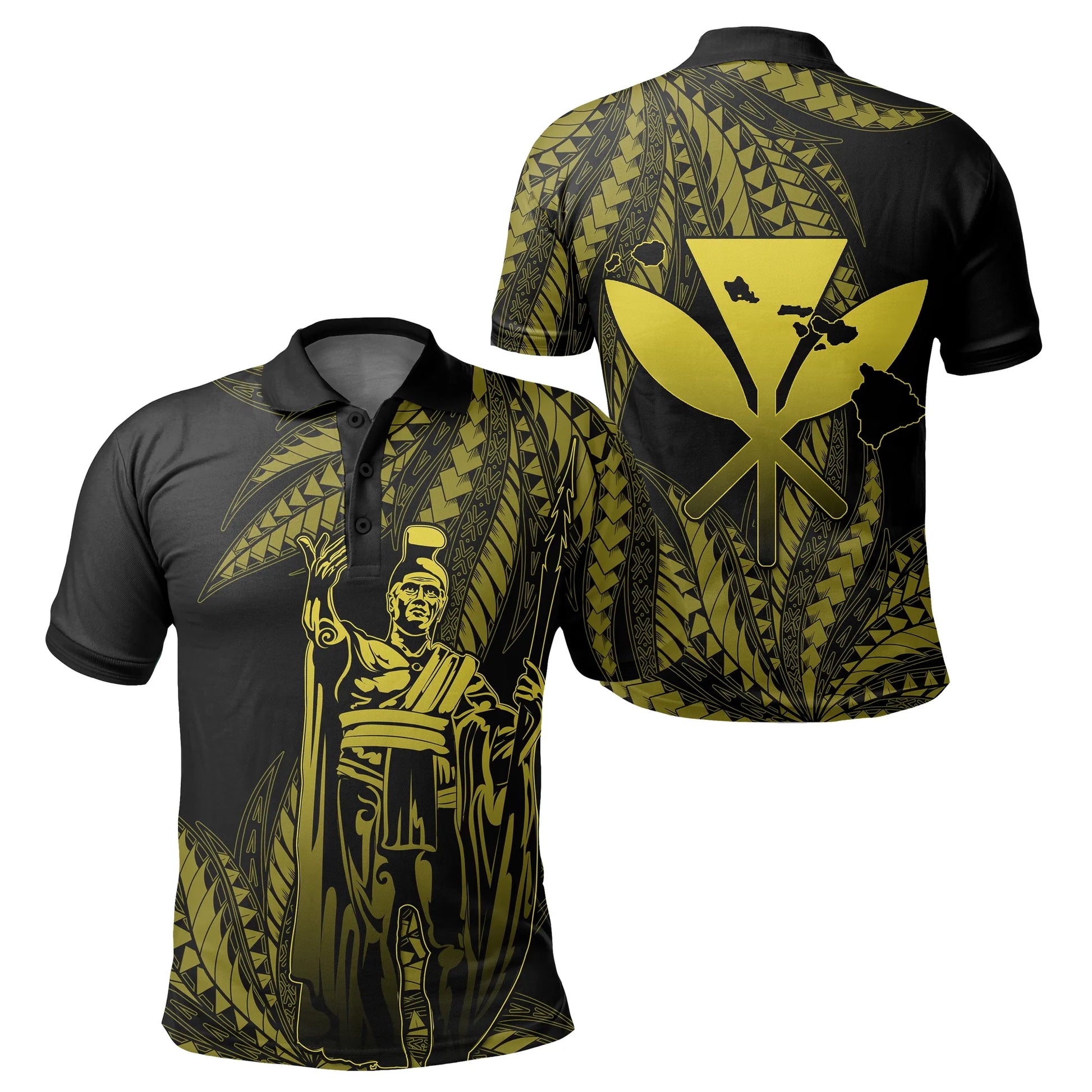 Polynesian Shirt - Hawaii King Polynesian Polo Shirt Durk Style Yellow