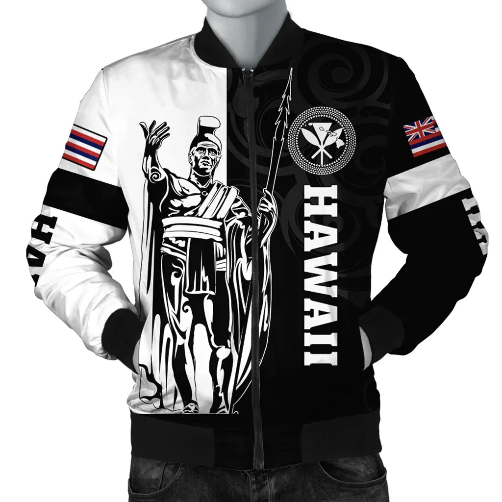 Polynesian Jacket Hawaii King Polynesian Bomber Jacket Lawla Style White