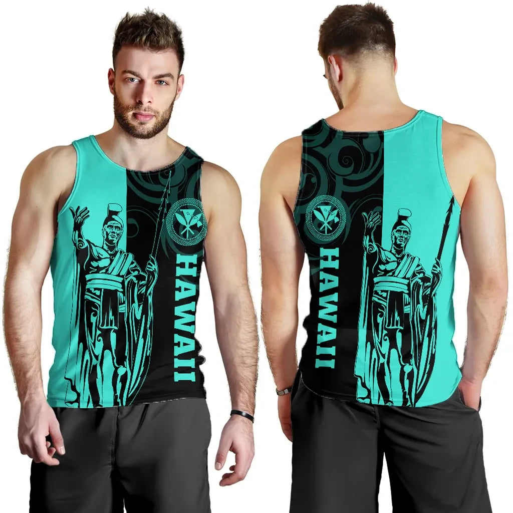 Polynesian Pride Clothing Hawaii King Polynesian Men's Tank Top Lawla Style Turquoise