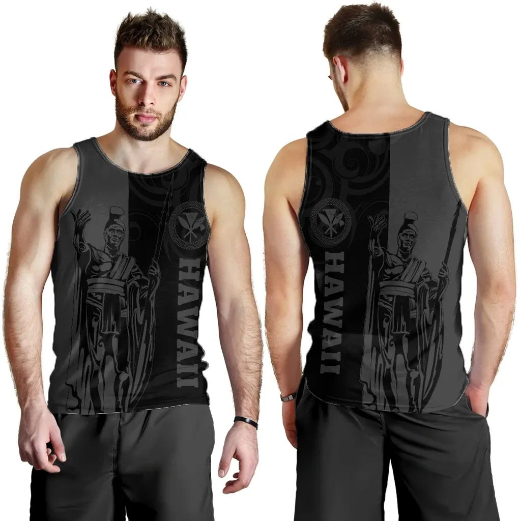 Polynesian Pride Clothing Hawaii King Polynesian Men's Tank Top Lawla Style Gray