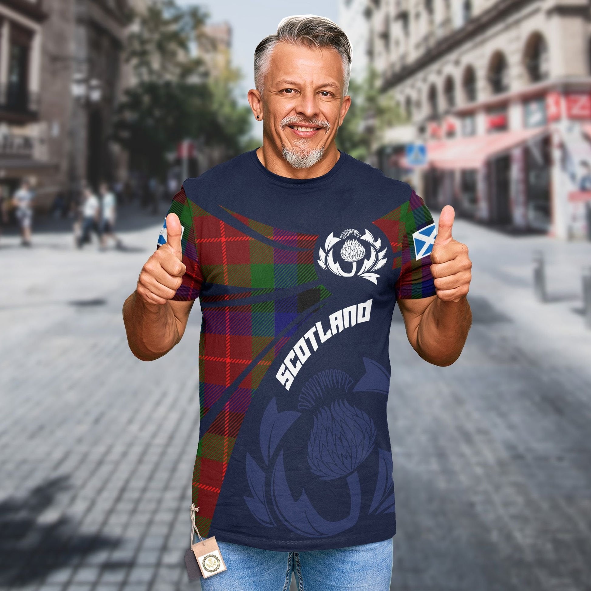 Printivon Thistle Flowers and Scottish Tartan Tennant Family Custom Tee Shirt