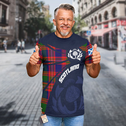 Printivon Thistle Flowers and Scottish Tartan MacIntyre Family Custom Tee Shirt