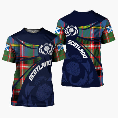 Printivon Thistle Flowers and Scottish Tartan Norvel Family Custom Tee Shirt