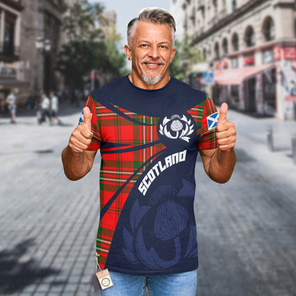 Printivon Thistle Flowers and Scottish Tartan Scott Family Custom Tee Shirt