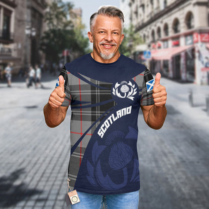 Printivon Thistle Flowers and Scottish Tartan Moffat Family Custom Tee Shirt