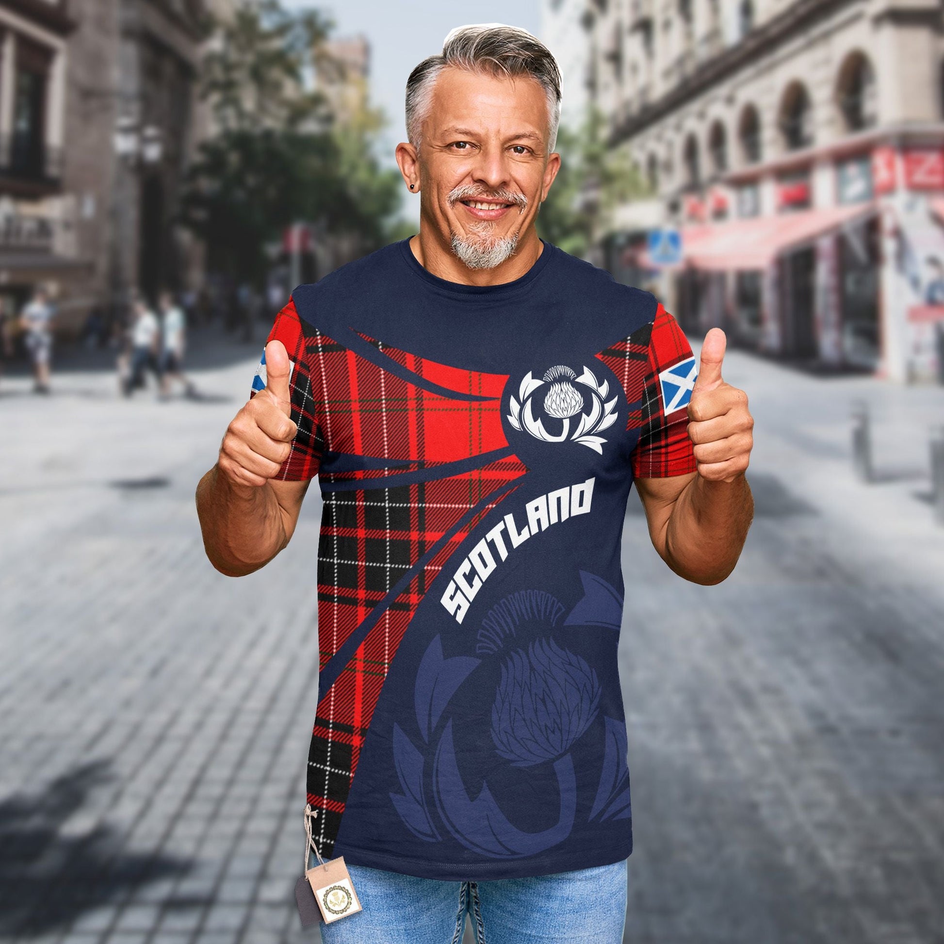 Printivon Thistle Flowers and Scottish Tartan Wemyss Family Custom Tee Shirt