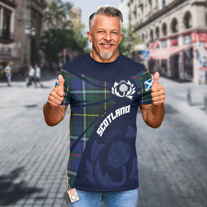 Printivon Thistle Flowers and Scottish Tartan MacInnes Family Custom Tee Shirt