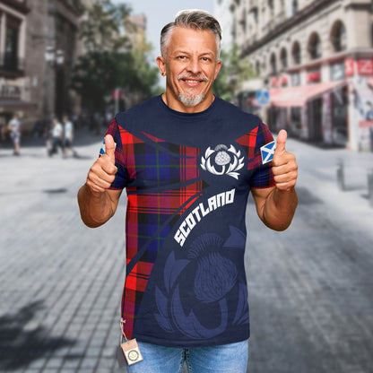 Printivon Thistle Flowers and Scottish Tartan MacLachlan Family Custom Tee Shirt