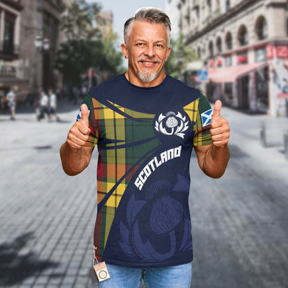 Printivon Thistle Flowers and Scottish Tartan MacMillan Family Custom Tee Shirt