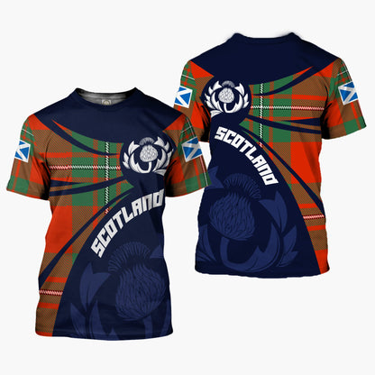 Printivon Thistle Flowers and Scottish Tartan MacGregor Family Custom Tee Shirt