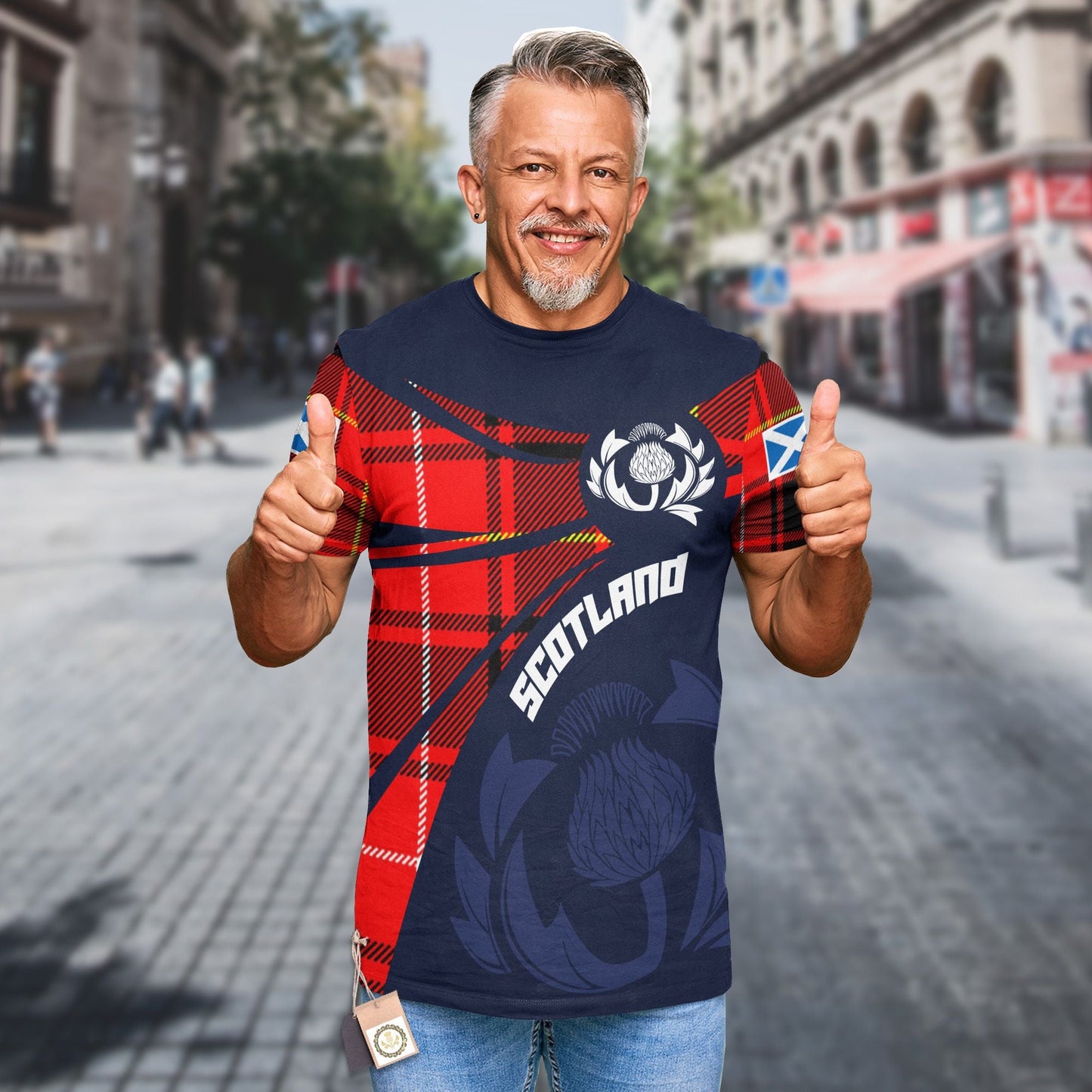Printivon Thistle Flowers and Scottish Tartan MacIver Family Custom Tee Shirt