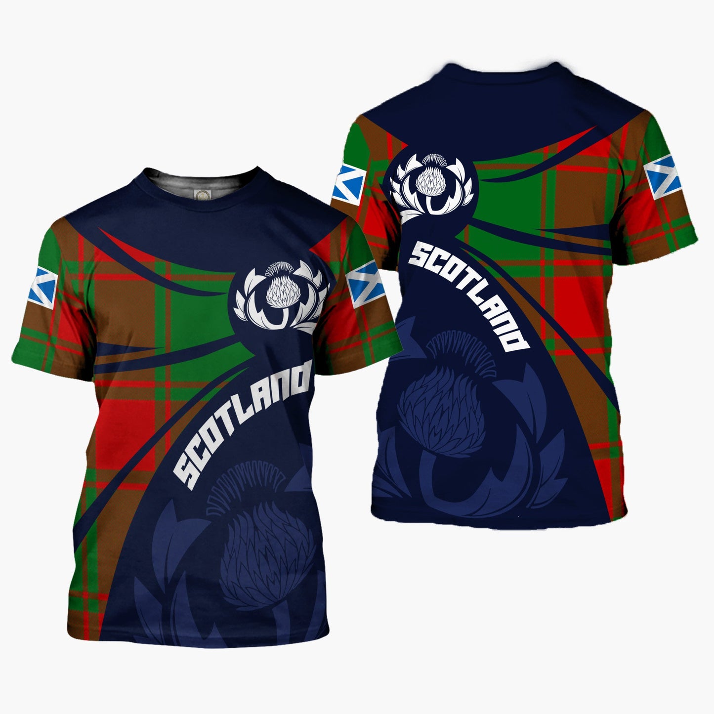 Printivon Thistle Flowers and Scottish Tartan Middleton Family Custom Tee Shirt
