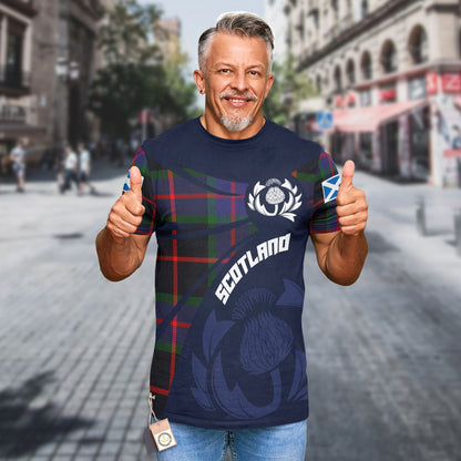 Printivon Thistle Flowers and Scottish Tartan Nairn Family Custom Tee Shirt