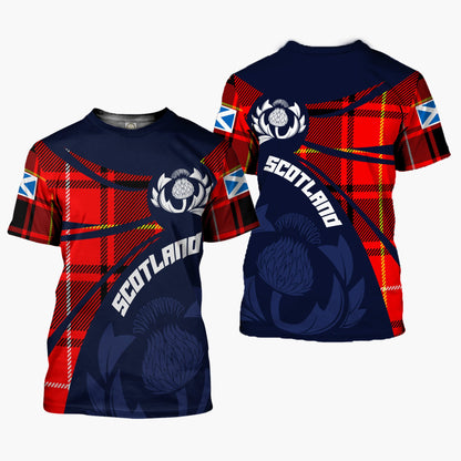 Printivon Thistle Flowers and Scottish Tartan MacIver Family Custom Tee Shirt