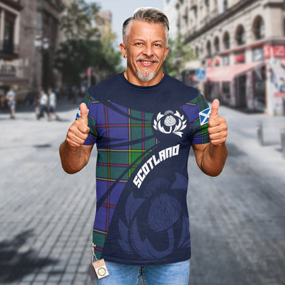 Printivon Thistle Flowers and Scottish Tartan Strachan Family Custom Tee Shirt