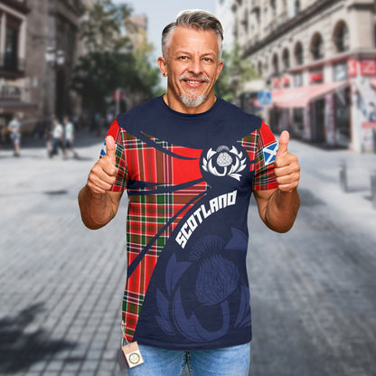 Printivon Thistle Flowers and Scottish Tartan MacBain Family Custom Tee Shirt