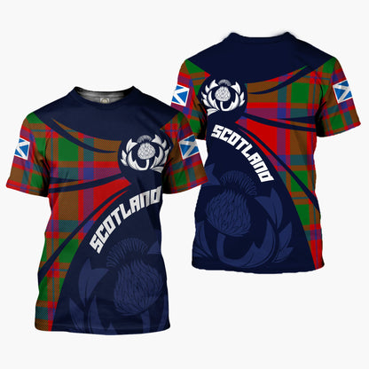 Printivon Thistle Flowers and Scottish Tartan MacKintosh Family Custom Tee Shirt