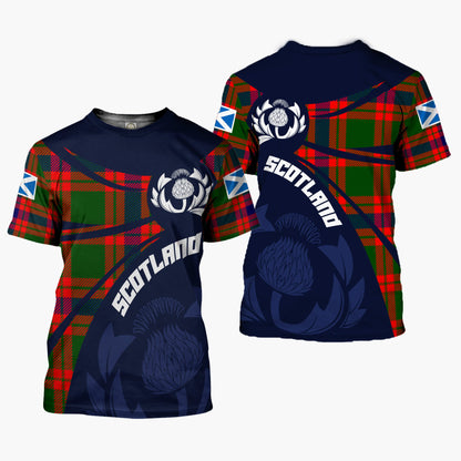 Printivon Thistle Flowers and Scottish Tartan Skene Family Custom Tee Shirt