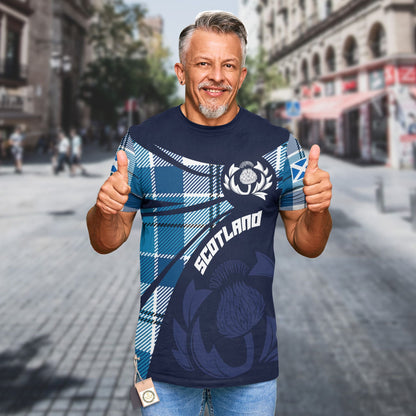 Printivon Thistle Flowers and Scottish Tartan Roberton Family Custom Tee Shirt