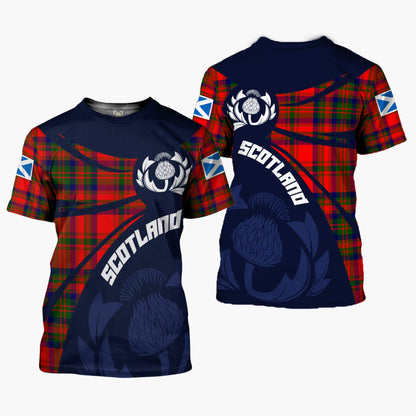 Printivon Thistle Flowers and Scottish Tartan Matheson Family Custom Tee Shirt