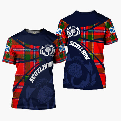 Printivon Thistle Flowers and Scottish Tartan Maule Family Custom Tee Shirt