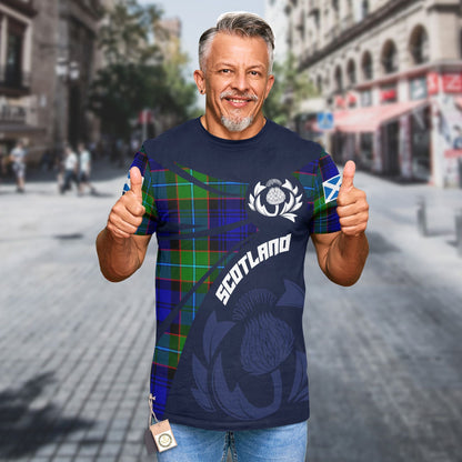 Printivon Thistle Flowers and Scottish Tartan Sempill Family Custom Tee Shirt