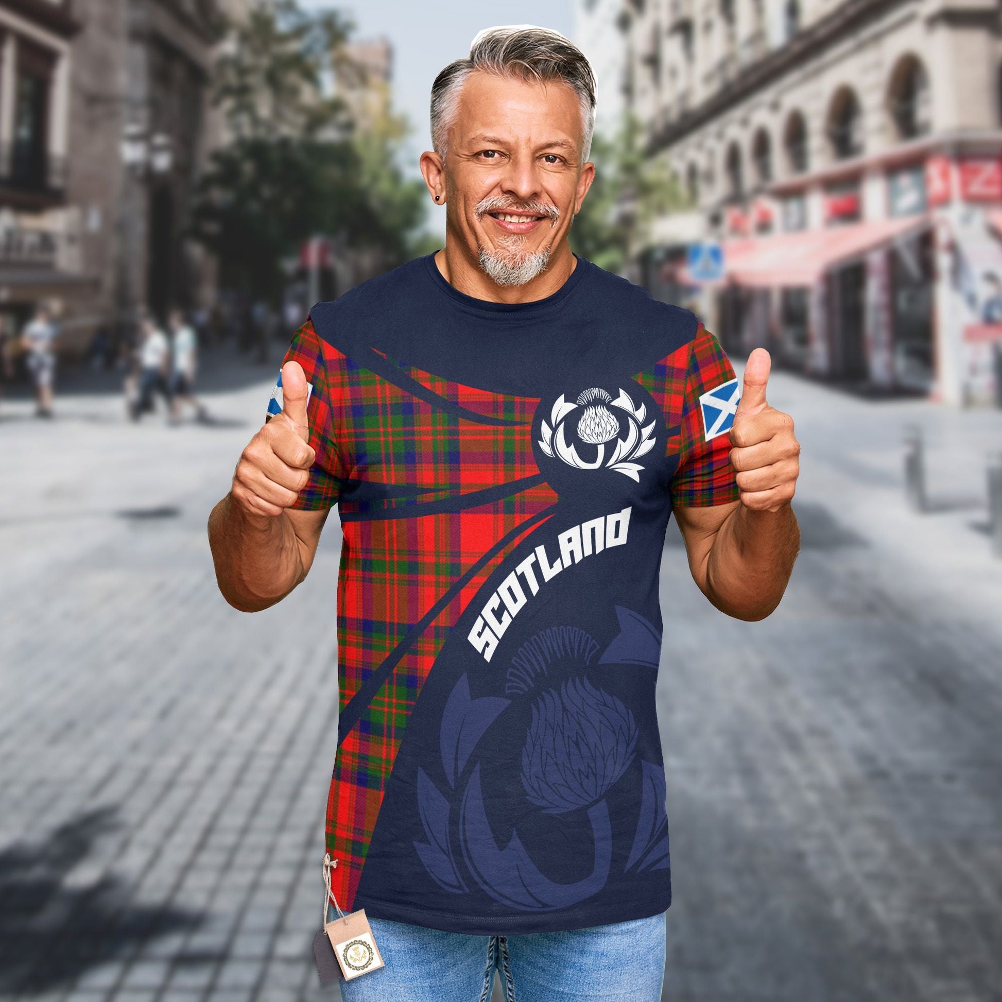 Printivon Thistle Flowers and Scottish Tartan Matheson Family Custom Tee Shirt