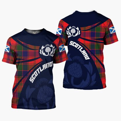 Printivon Thistle Flowers and Scottish Tartan Robertson Family Custom Tee Shirt
