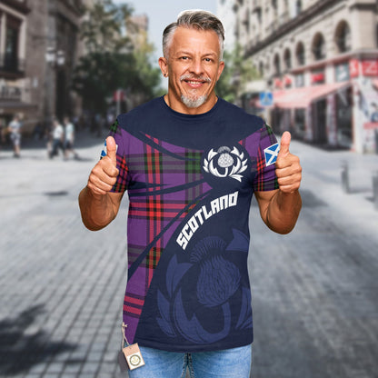 Printivon Thistle Flowers and Scottish Tartan Montgomery Family Custom Tee Shirt