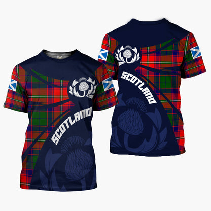 Printivon Thistle Flowers and Scottish Tartan Riddell Family Custom Tee Shirt