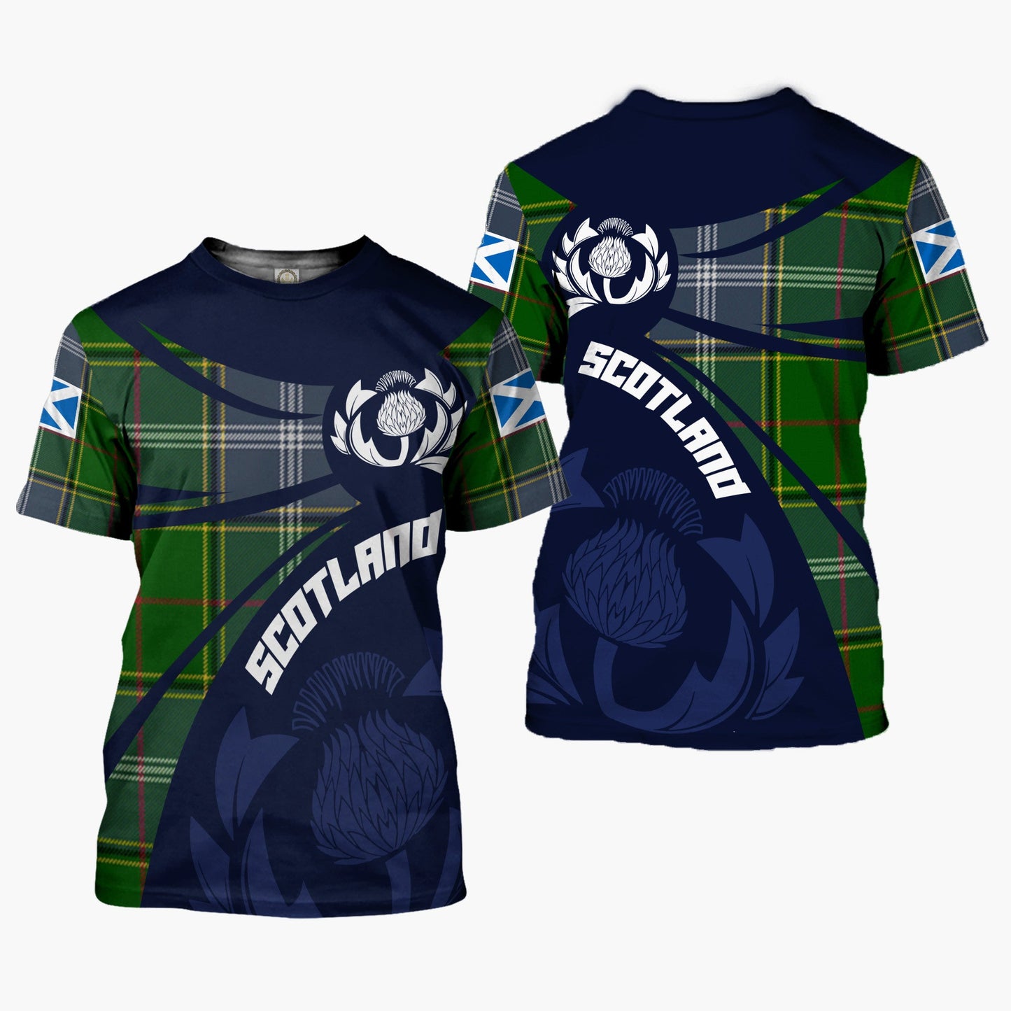 Printivon Thistle Flowers and Scottish Tartan Pringle Family Custom Tee Shirt