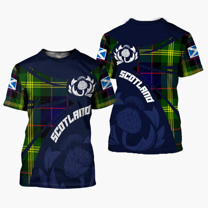 Printivon Thistle Flowers and Scottish Tartan Watson Family Custom Tee Shirt